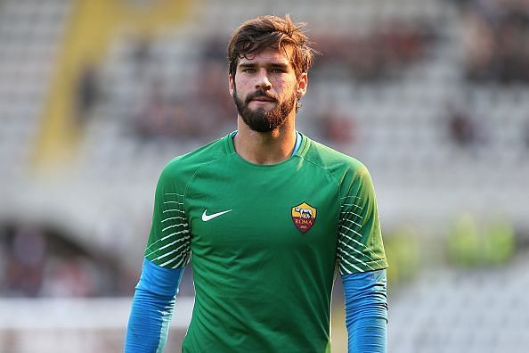 Allison Becker of As Roma looks on before the Serie A...